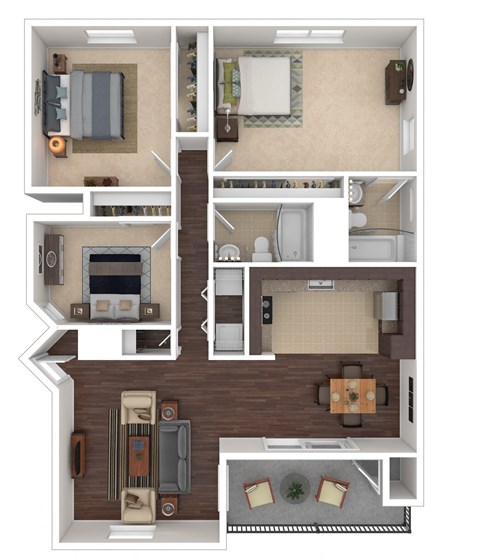 3 bedroom 2 bathroom floorplan